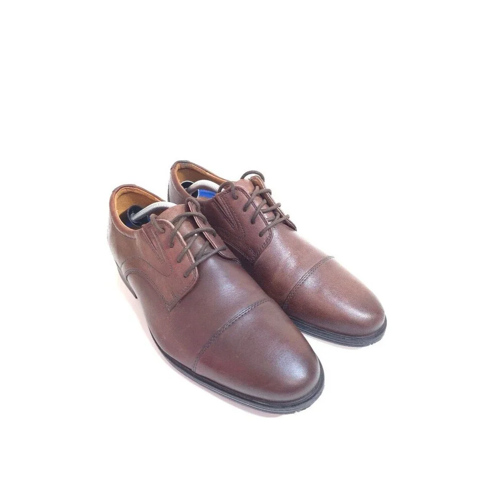 Clarks Whiddon Cap Leather Oxford Dress shoes Men Brown Cap Toe Comfort Sz US 8